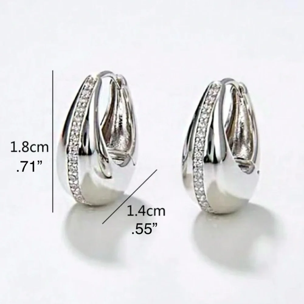 Silver & Rhinestone Huggie Hoop Earrings